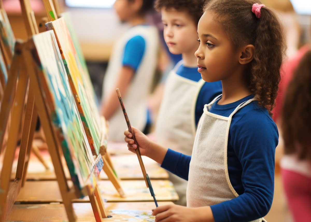 children-painting-easels-art-class